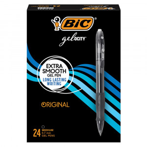 Gelocity Original Retractable Gel Pens, Medium Point (0.7mm), Black, Perfect for Everyday Writing, 24-Count Pack - BICRLC241BLK | Bic Usa Inc | Pens