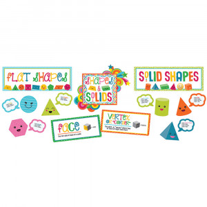 CD-110327 - School Pop Shapes & Solids Bulletin Board Set in Classroom Theme