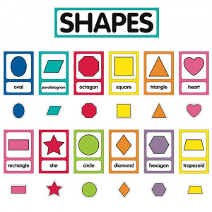 CD-110395 - Just Teach Shape Cards Mini Bulletin Board Set School Girl Style in Classroom Theme
