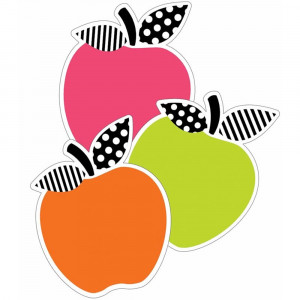 Black, White & Stylish Brights Apples Cut-Outs, Pack of 36 - CD-120597 | Carson Dellosa Education | Accents