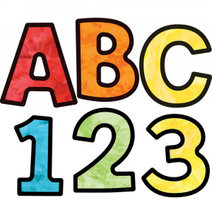 CD-130085 - Watercolor 4In Ez Letters Celebrate Learning in Letters