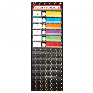 CD-158041 - Scheduling Pocket Chart Gold Polka Dot Deluxe in Pocket Charts