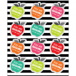 Black, White & Stylish Brights Motivational Apples Stickers, Pack of 72 - CD-168298 | Carson Dellosa Education | Stickers