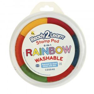 CE-6646 - Jumbo Circular Washable 6-In-1 Pads Rainbow Yel Red Org Blk Blu & Pnk in Paint