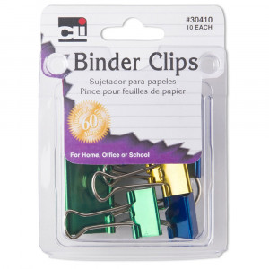 CHL30410 - Binder Clips Asst Size & Color 10Pk in Clips