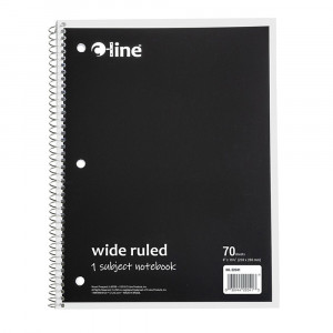 1-Subject Notebook, 70 Page, Wide Ruled, Black - CLI22041 | C-Line Products Inc | Note Books & Pads