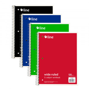 3-Subject Notebook, Wide Ruled, 120 Sheets, Assorted Colors - CLI22046 | C-Line Products Inc | Note Books & Pads