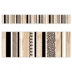 Core Decor Stripes and Doodles on Wood EZ Border, 48 Feet - CTP10976 | Creative Teaching Press | Border/Trimmer