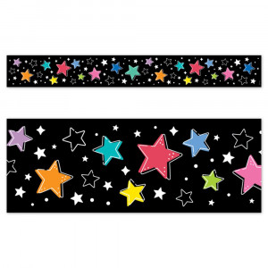 Star Bright Colorful Stars on Black EZ Border, 48 Feet - CTP10982 | Creative Teaching Press | Border/Trimmer