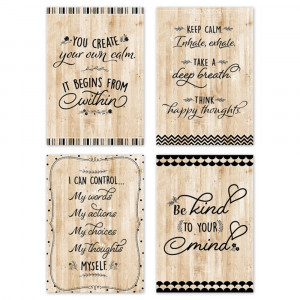 Core Decor Black, White, and Wood Inspire U 4-Poster Pack - CTP10988 | Creative Teaching Press | Motivational