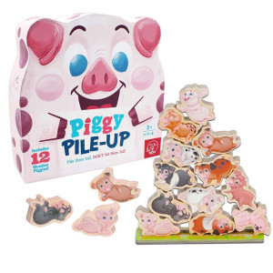 Piggy Pile-Up - Fast-Paced Stacking and Balancing Game - For Ages 3+ - Place All Your Pigs on the Pile to Win - CTUAS50081 | Learning Advantage | Sorting