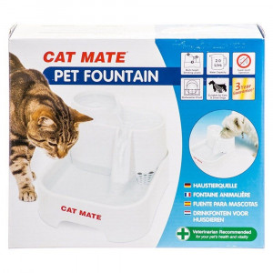 Cat Mate Pet Fountain - White - 10.5in.L x 6.8in.W x 8.8in.H (70 Ounces) - EPP-AM09335 | Cat Mate | 1946