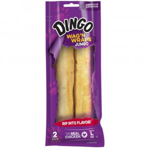 Dingo Wag'n Wraps Chicken & Rawhide Chews (No China Sourced Ingredients) - Jumbo 2 count - EPP-DG10018 | Dingo | 1996