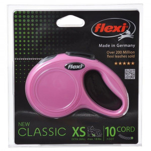 Flexi New Classic Retractable Cord Leash - Pink - X-Small - 10' Lead (Pets up to 18 lbs) - EPP-FL10469 | Flexi | 1731