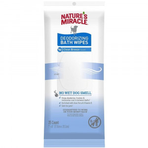 Natures Miracle Deodorizing Bath Wipes for Dogs Clean Breeze Scent - 25 count - EPP-PNP07011 | Natures Miracle | 2171