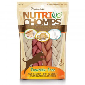 Premium Nutri Chomps Rawhide Free Chicken, Peanut Butter, Milk Dog Treats - 4 count - EPP-SCP98815 | Scott Pet | 1996