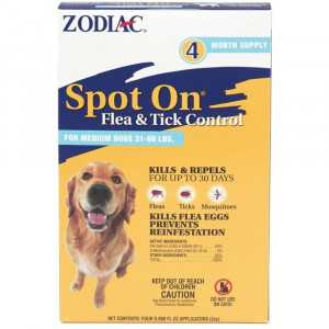 Zodiac Spot on Flea & Tick Controller for Dogs - Medium Dogs 31-60 lbs (4 Pack) - EPP-Z77000 | Zodiac | 1964