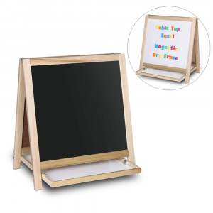 Magnetic Table Top Easel White Dry Erase/Black Chalkboard, 19.5H x 18"W - FLP17406 | Flipside | Easels"