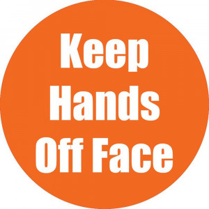 Keep Hands Off Face Anti-Slip Floor Sticker, Orange, 11", Pack of 5 - FLP97088 | Flipside | First Aid/Safety