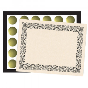 Art Deco Set - Black Border Paper, Plain Folders, Gold Seals - H-VA437 | Flipside | Certificates