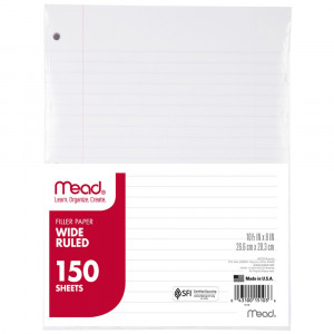 MEA15103 - Notebook Paper Wide Ruled 150Ct in Loose Leaf Paper