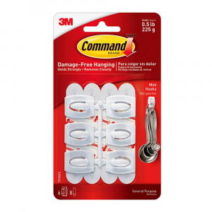 Mini Hooks, White, 6 Count - MMM17006ES | 3M Company | Adhesives