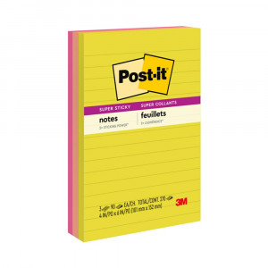 Super Sticky Notes - Summer Joy Collection - 4" x 6" Lined, 3-Pack - MMM6603SSJOY | 3M Company | Post It & Self-Stick Notes
