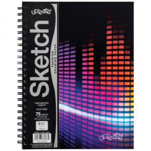 Fashion Poly Sketch Book, Sonic Vibes, Unruled, 12 x 9" - PAC38037 | Dixon Ticonderoga Co | Sketch Pads"