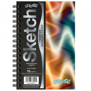 Poly Sketch Book, Neon Squiggles, 9 x 6" - PAC38040 | Dixon Ticonderoga Co | Sketch Pads"