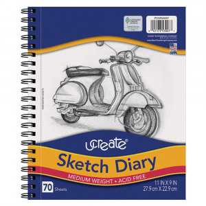 Sketch Diary, Medium Weight, 11" x 9", 70 Sheets - PACCAR53007 | Dixon Ticonderoga Co - Pacon | Drawing Paper