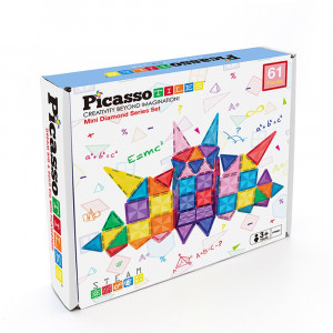 Mini Diamond Magnetic Tiles 61-Piece Set - PCTPTM61 | Laltitude-Picasso Tiles | Blocks & Construction Play