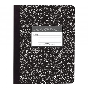 Composition Book, Unruled, 50 Sheets, 9.75" x 7.5" , Black Marble - ROA77260 | Roaring Spring Paper Products | Note Books & Pads