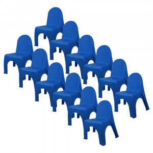 Kid's Stacking Chairs, Brite Blue, Pack of 12 - ROM93434 | Romanoff Products | Chairs