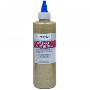 Washable Glitter Glue, 8 oz., Gold - RPC146162 | Rock Paint / Handy Art | Glitter