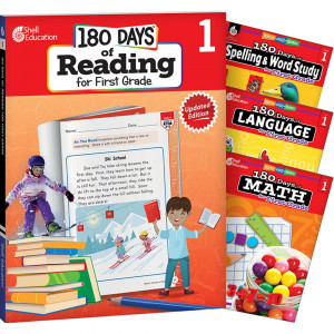 180 Days Reading, Spelling, Language, & Math Grade 1: 4-Book Set - SEP147635 | Shell Education | Cross-Curriculum Resources