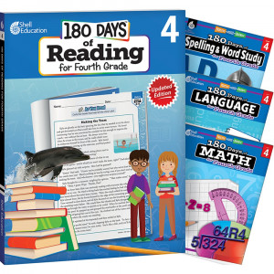 180 Days Reading, Spelling, Language, & Math Grade 4: 4-Book Set - SEP147638 | Shell Education | Cross-Curriculum Resources