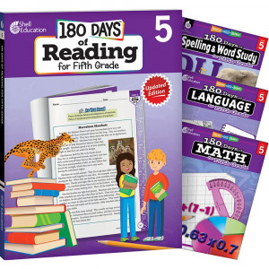 180 Days Reading, Spelling, Language, & Math Grade 5: 4-Book Set - SEP147639 | Shell Education | Cross-Curriculum Resources