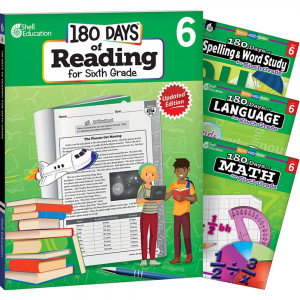 180 Days Reading, Spelling, Language, & Math Grade 6: 4-Book Set - SEP147640 | Shell Education | Cross-Curriculum Resources