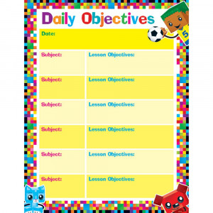 T-38374 - Daily Objectives Blockstars Learning Chart in Classroom Theme