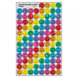 T-46505 - Superspots Colorful Sparkle 400/Pk Smiles in Stickers