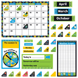 T-8390 - Bold Strokes Calendar Bulletin Board Set in Classroom Theme