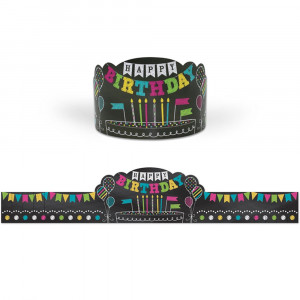 Chalkboard Brights Happy Birthday Crowns, Pack of 30 - TCR1211 | Teacher Created Resources | Crowns
