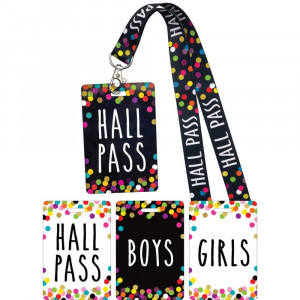 Confetti Hall Pass with Lanyard, Set of 4 - TCR20319 | Teacher Created Resources | Hall Passes