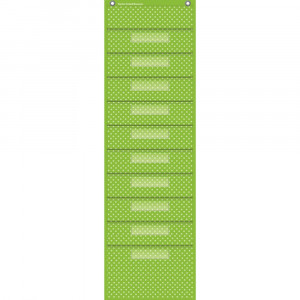TCR20737 - Lime Polka Dots 10 Pocket File Storage Pocket Chart in Pocket Charts