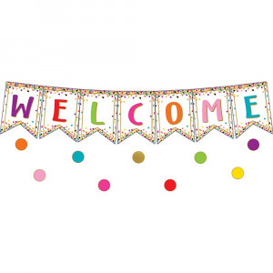 TCR3608 - Confetti Pennants Welcome Bulletin Board Set in Classroom Theme