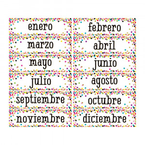 Confetti Spanish Monthly Headliners - TCR5325 | Teacher Created Resources | Calendars