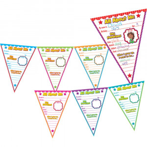 TCR5578 - All About Me Pennants Bulletin Board in Classroom Theme