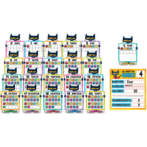 TCR62005 - Pete The Cat Numbers 0 To 20 Bulletin Board Set in Classroom Theme