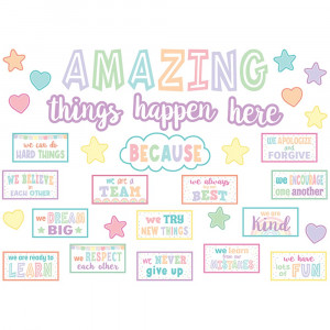 Pastel Pop Amazing Things Happen Here Bulletin Board Set - TCR8413 | Teacher Created Resources | Classroom Theme