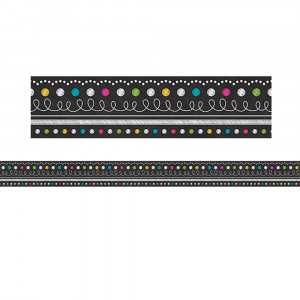 Chalkboard Brights Straight Rolled Border Trim, 50' - TCR8947 | Teacher Created Resources | Border/Trimmer